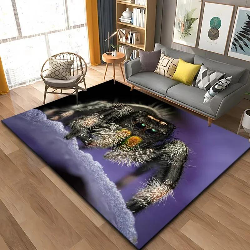 3D Spinne Krabbeln Tier Teppich Halloween Horror Matte Süßes oder Saures Teppiche Teenager Schlafzimmer Bodenmatte Festival Heimdeko Fußmatte