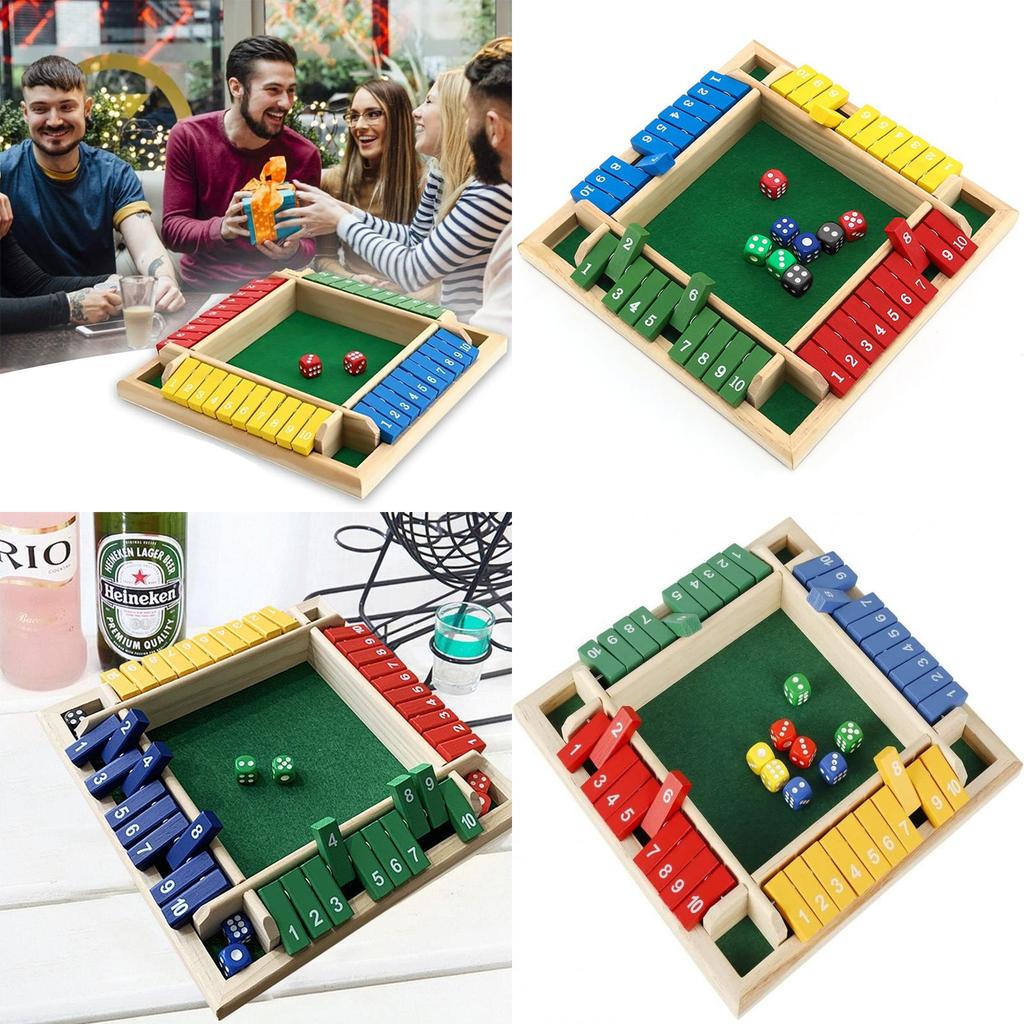 Safe And Durable Family Toy 4-sided Shut The Box Board Game