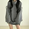 Koreanische Strickwaren Pullover Rollkragen Gestrickte Pullover Frauen Übergroßen Lange Pullover Weibliche Lose Beiläufige Warme Jumper Dame