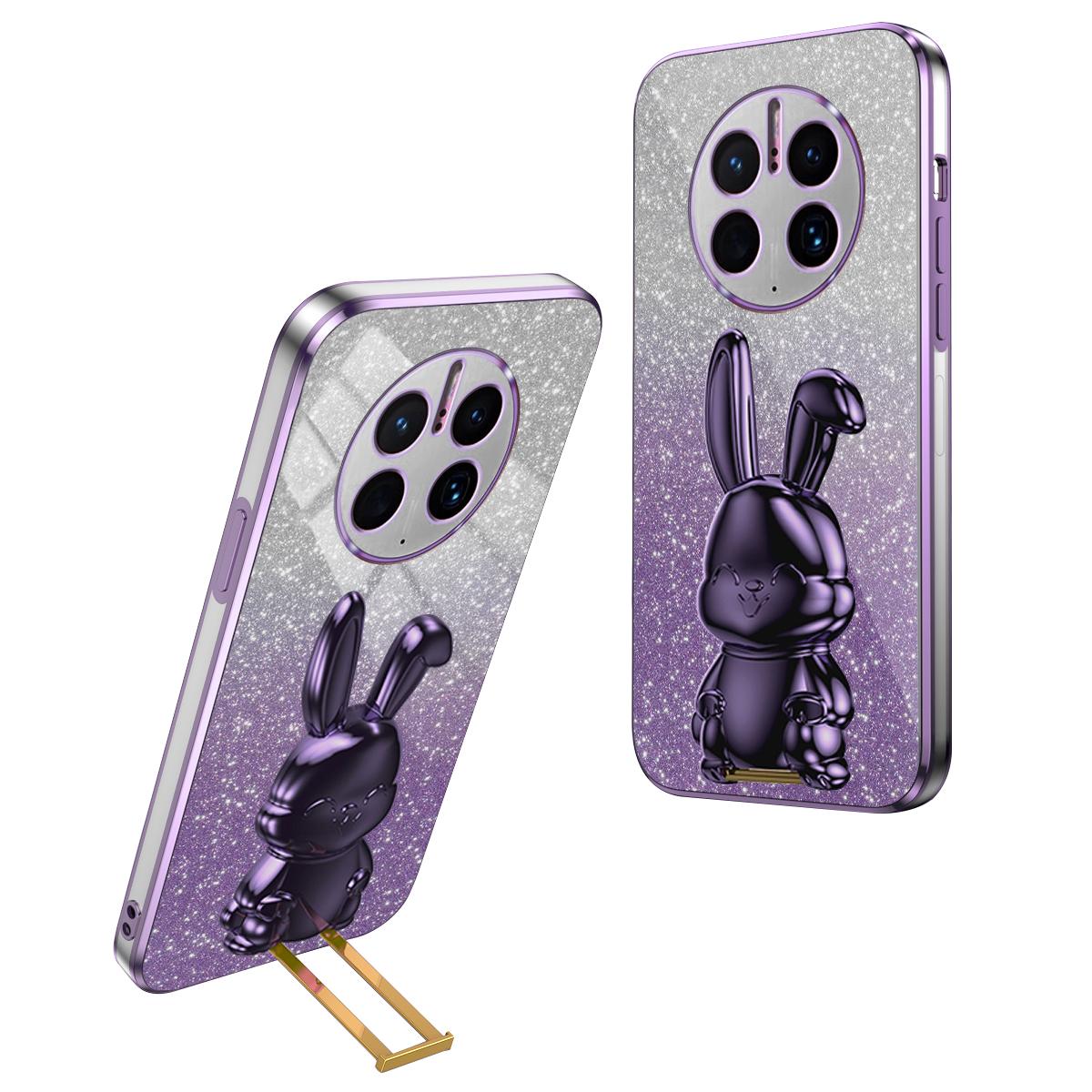 

Для Huawei Mate 50 Pro 4G Чехол для телефона с защитой от падений и выдвижной подставкой в виде кролика Purple