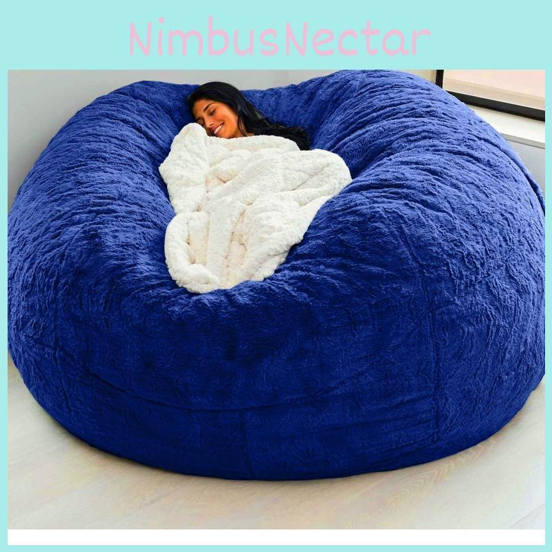 Large Solid Color Soft Plush Portable Living Room Lazy Sofa Cover Bean Bag Cover