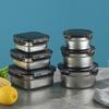 Stainless Steel Food Container Fresh Keeping Box Sealed Lid Crisper Lunch Meal Prep Storage Fridge Kitchen Set Round Square Bowl