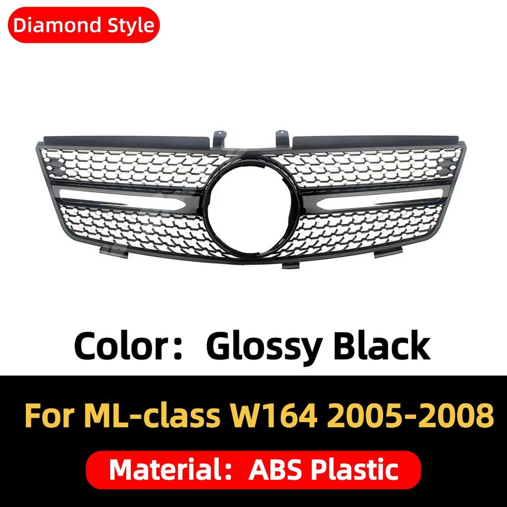 Front Mask Grille Bumper Grill Hood Mesh Modification For Mercedes Benz ML W164 2005-2011 GT Diamond Style Tuning Accessories