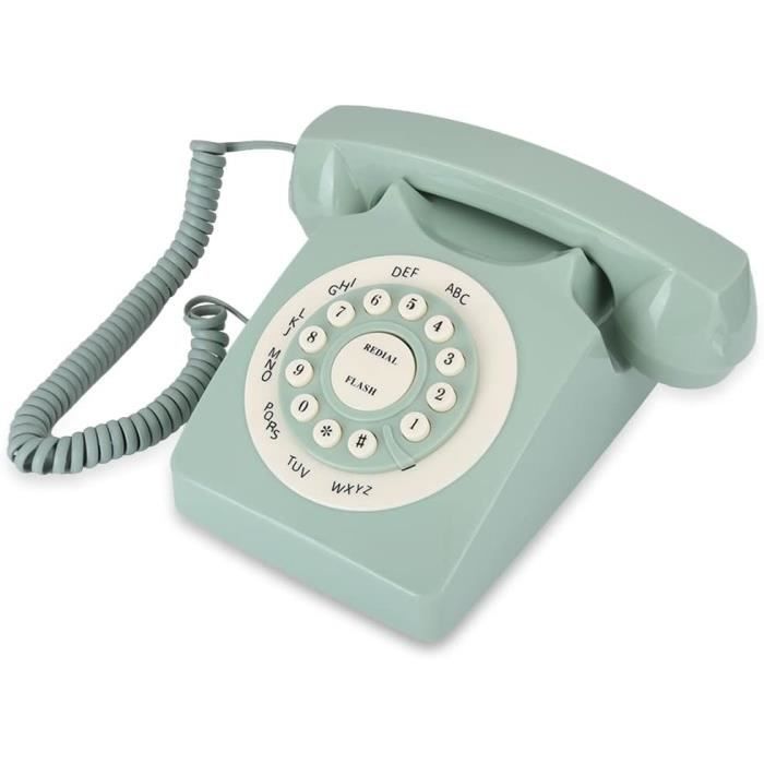 Téléphone Antique Haute Définition,Ligne Fixe Filaire Vintage,Grand Bouton Clair,pour la Maison,Le Bureau,la Décoration - RÉTRO L