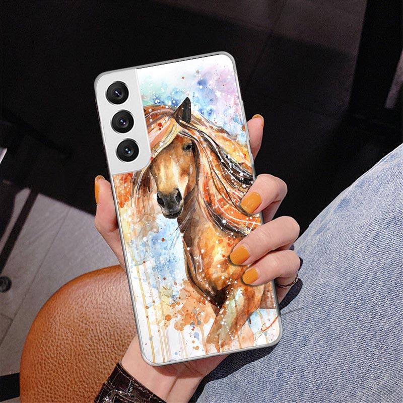 Animal Oil Painting Horse Phone Case For Samsung Galaxy S24 S25 Edge S26 Ultra S23 S22 S21 Plus S20 FE + Personalized Print Cove