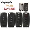 Jingyuqin 3/4 Buttons Remote Car Key Cover Flip Key For Jeep Renegade Compass Patriot Liberty Fob Sip22 Blade Auto Accessories