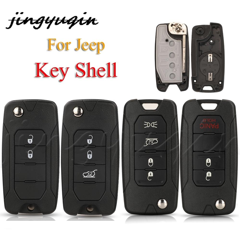 Jingyuqin 3/4 Buttons Remote Car Key Cover Flip Key For Jeep Renegade Compass Patriot Liberty Fob Sip22 Blade Auto Accessories