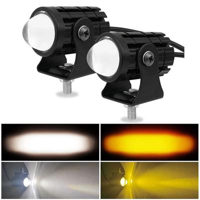 Universal Motorcycle LED Headlight Projector Lens Dual Color ATV Scooter Driving Lamp Fog Light Auxiliary Spotlight Lamp