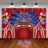 [2D Flat Banner] 1 Circus Red Tent Amusement Park Ferris Wheel Colored Balloons - Polyester Fiber Photography