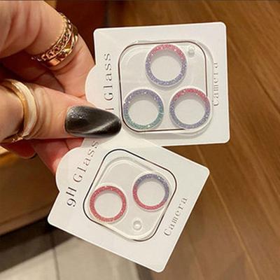 Voor iPhone 15 14 13 12 mini 11 Pro Max Glitter Diamant Bling Camera Lens Beschermer Gehard Glas Ring