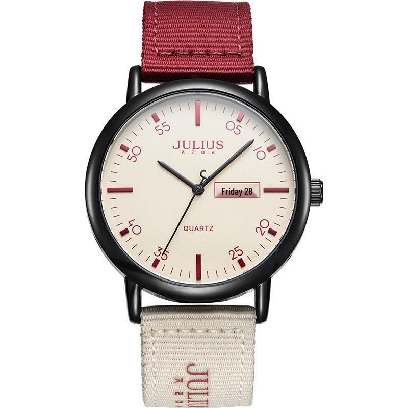 JULIUS Julishi JA-1563: Silent Quartz Waterproof Wristwatch with New Nylon Strap