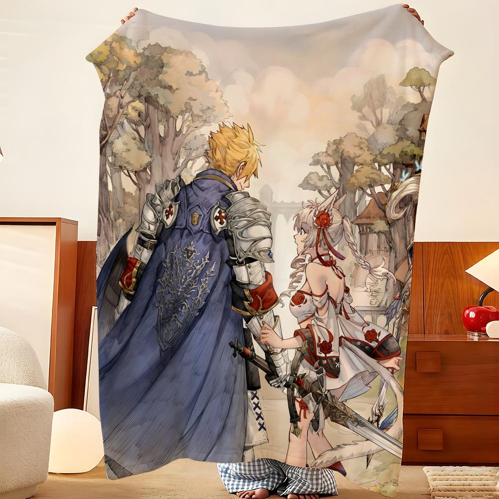 Game G-Granblue F-Fantasy Throw Flannel Throw Blanket, Lightweight Cozy, Durable Washable Cute Cool