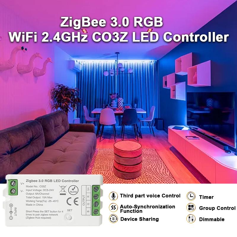 Zigbee 3.0 LED Controller WiFi APP Remote for PWM Dim CCT RGB RGBW RGBCCT LED Strip Bridge Tuya Gateway Voice Control DC5V-24V