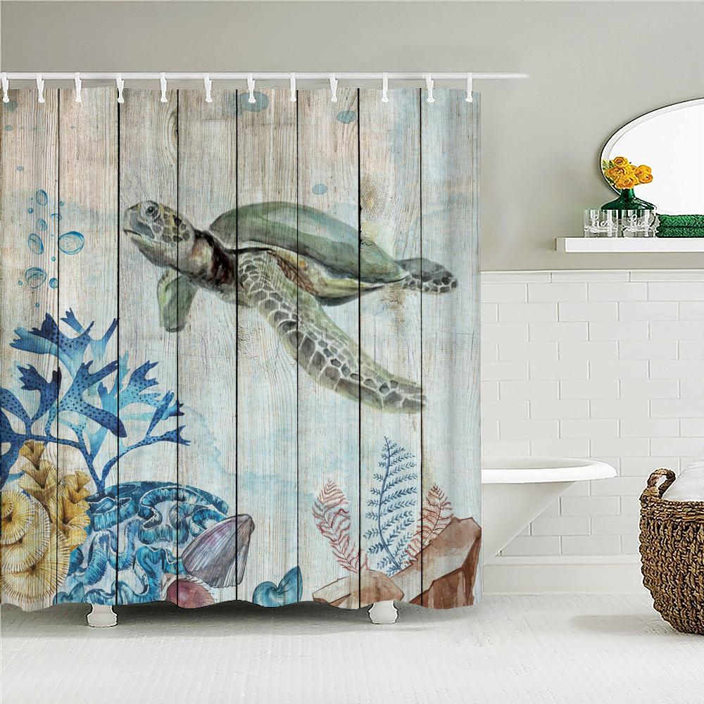 Lovely Dolphin Cartoons Shower Curtains Waterproof Bathroom Curtain 3D Marine Life With Hooks Large Size 240*180Cm Bath Screen