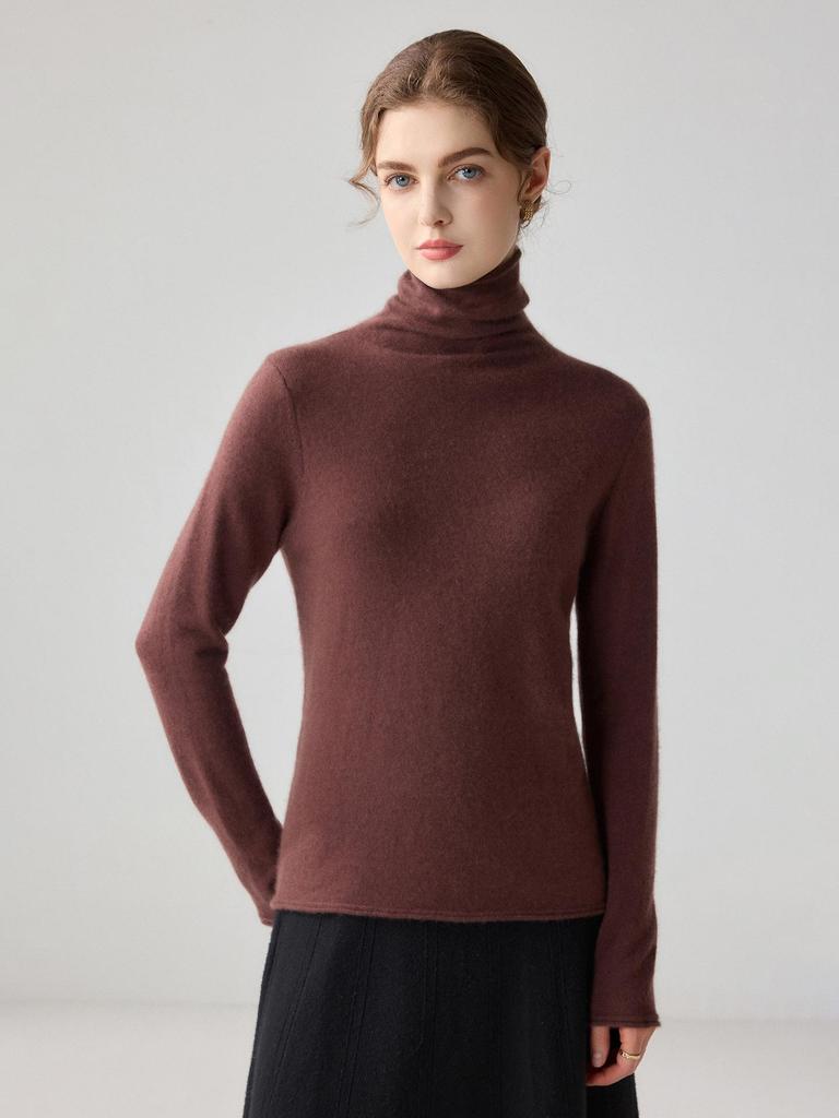 Women's Cashmere High-Neck Loose Pullover Knit Sweater