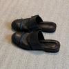 Versiune piele de vacă~ geantă versatilă retro cu toc jos pantofi half slippers noi pentru femei pantofi Muller sandale romane