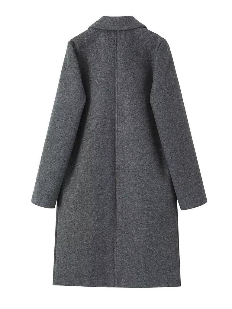Women's Solid Color Loose Slimming Long Coat - Autumn 2023 Collection