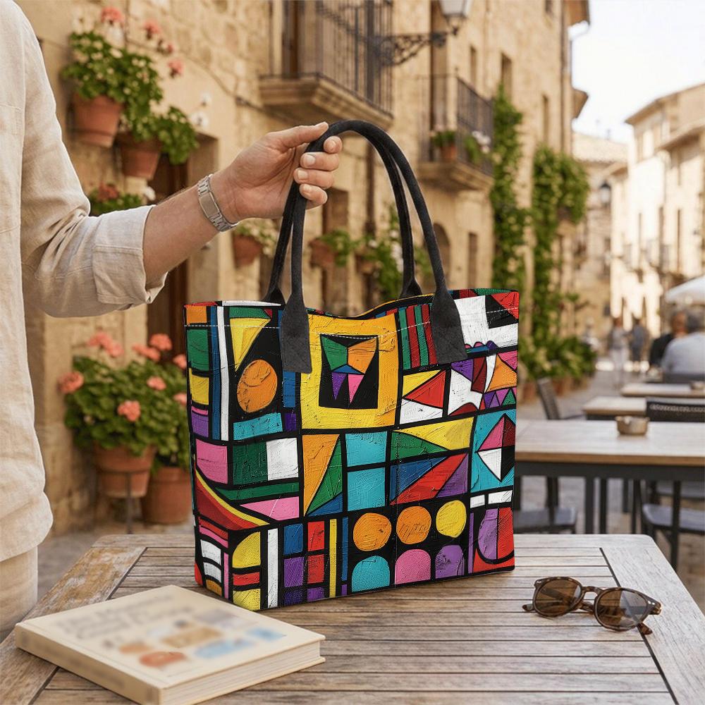 Geometric Art Tote Bag Casual Large Capacity Daily Shoulder Handbag