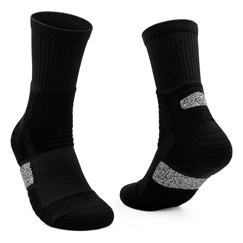Men's Thick Towel Bottom Basketball Socks, Elite Mid-Length High-Top Running Outdoor Sports Socks