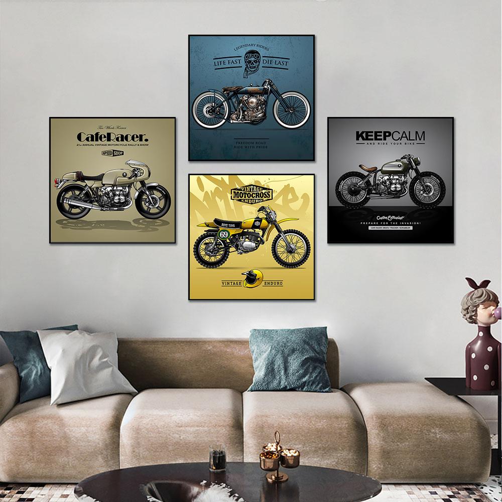 Classic Vintage Motorcycle Canvas Painting Nordic Poster and Prints Wall Art Picture for Living Room On The Wall Home Decor