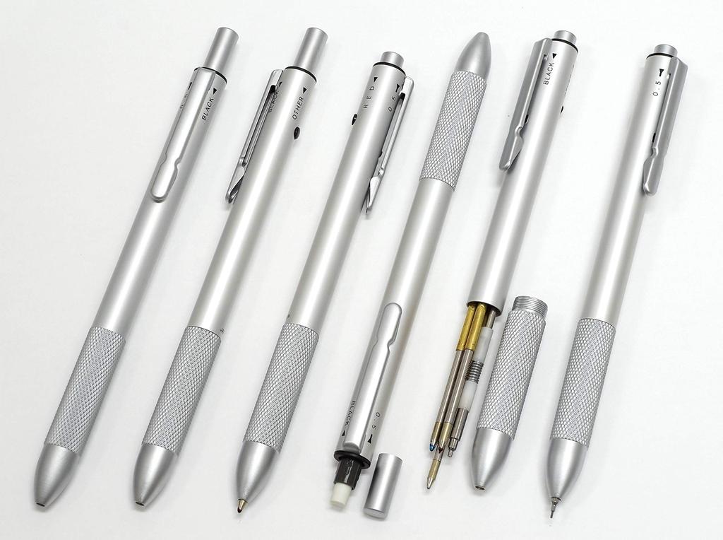 Made In Metal 4 Mechanic Premium Japan, Non-Slip Knock-Style Multi-Function Pen, Boxed, K7-S4M-1-S