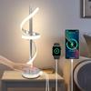 LED Modern Table Lamp, Dimmable Spiral LED Table Lamp, 3 Colors Touch Control LED Bedside Lamp, Silver Unique Cool Lamps for Home Decor, Modern