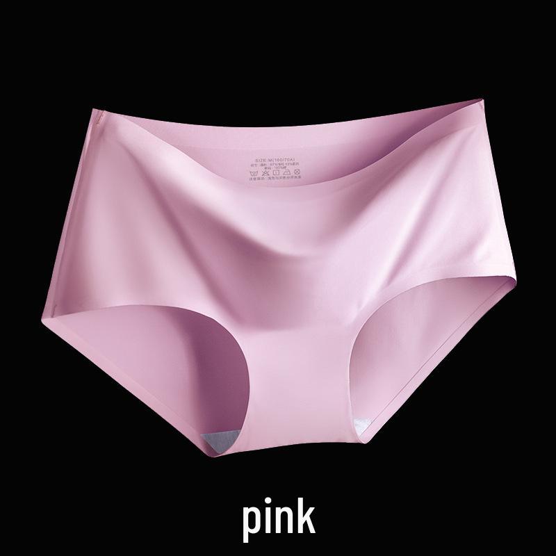 Seamless Ice Silk Women's Underwear - Mid-Low Waist, Pure Cotton Gusset, Candy Color Briefs