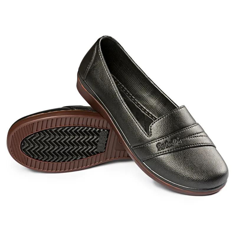 

WTEMPO Женские черные мягкие толстые рабочие туфли на плоском каблуке универсальные нескользящие однотонные повседневные туфли большого размера 39 чёрный