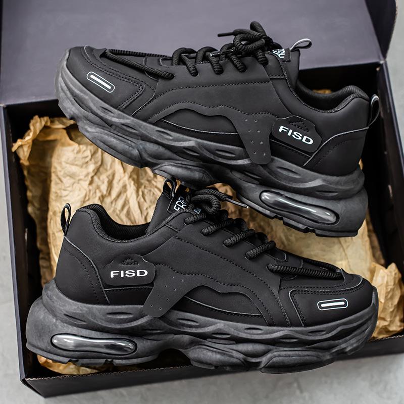 Men's Summer Breathable White Trendy Thick-Soled Sneakers - Casual Dad Shoes.