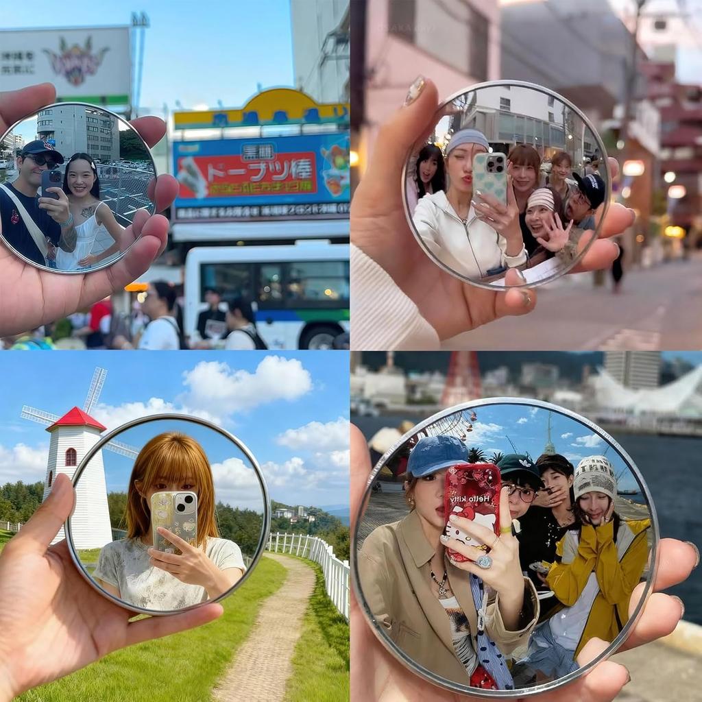Miroir Rond Mini 7,5 cm / 9,5 cm Miroirs Selfie de Voyage Miroir Sphérique Convexe Grand Angle Portable pour IPhone Samsung Vlogging
