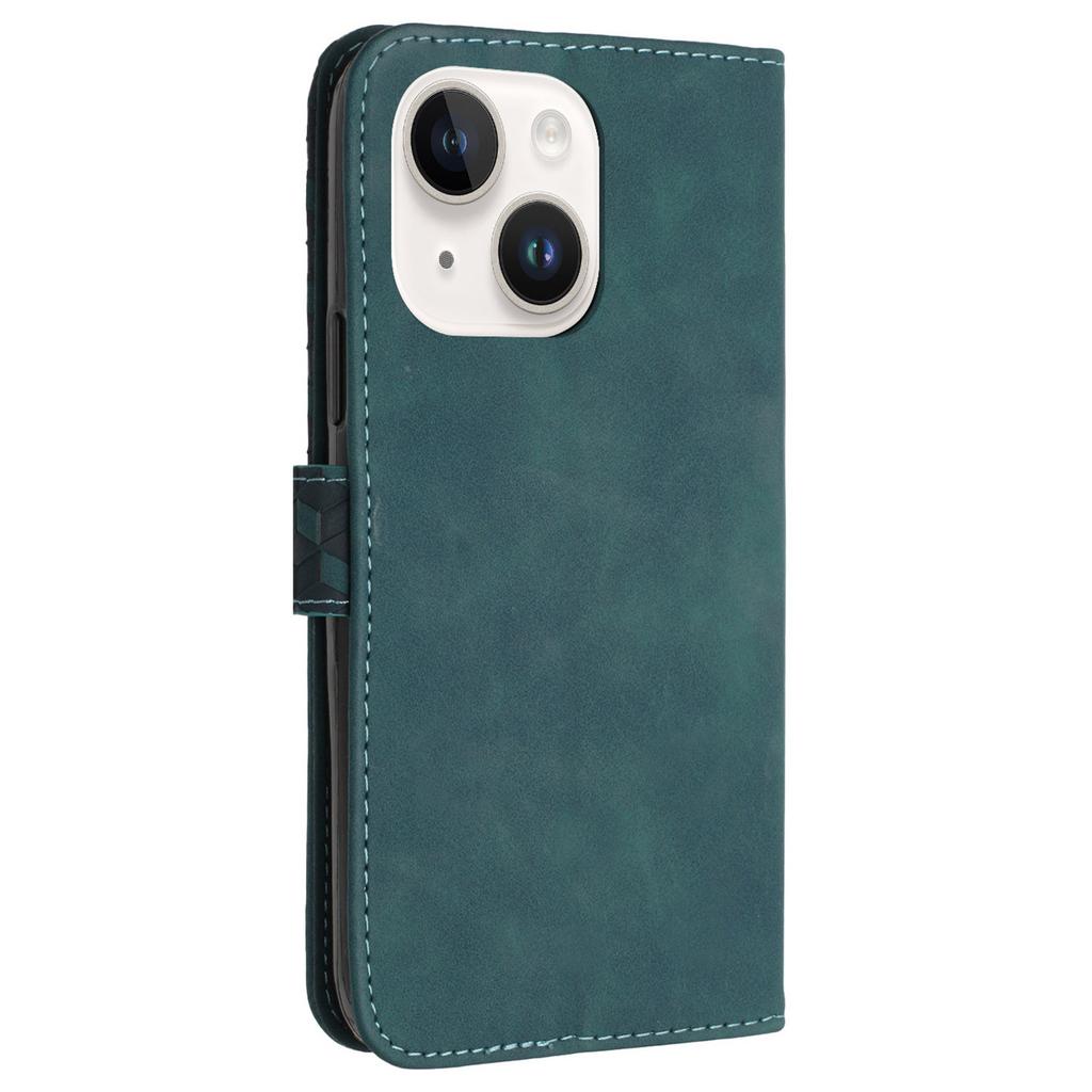 For iPhone 13 Cover PU Leather Phone Case 7-Shape Imprinted Anti-scratch Phone Shell