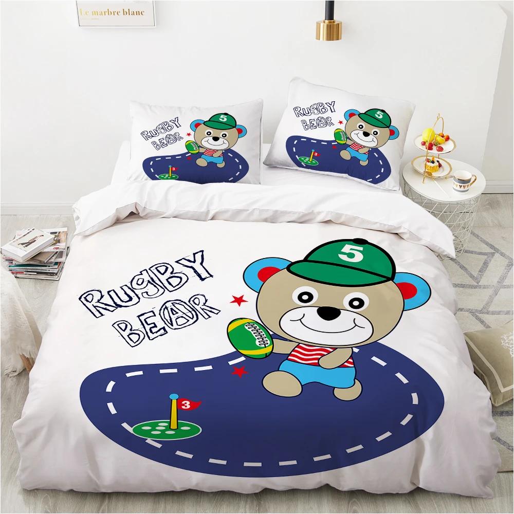 Cartoon Faultier Königin König Bettbezug Roter Süßer Tierprint Bettbezug Bettwäsche-Set Für Kinder Jungen Mädchen Blumen Blätter Bettbezug