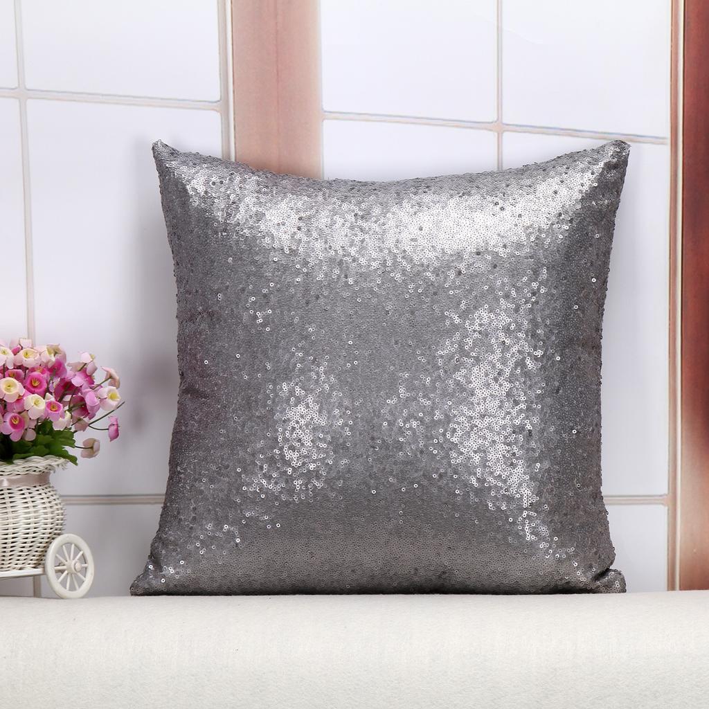 Sequin Pillow Covers Square Glitter Pillow Cases Decorative Sparkling Throw Pillow Covers Cushion Case for Sofa Bedroom Living Room Wedding Home Decor