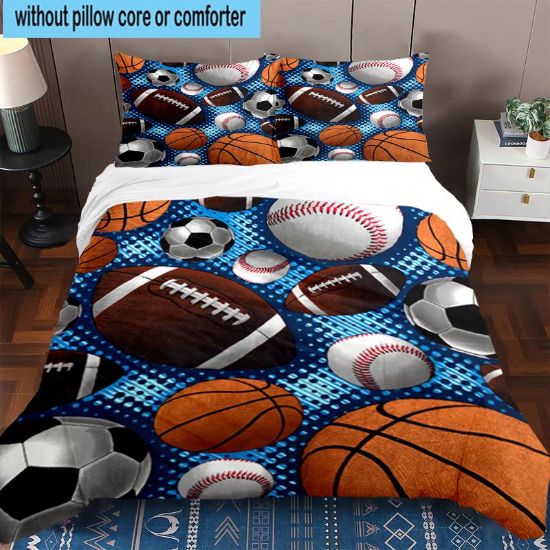 Sports Ball football Pattern 3pcs Bedding,Including 1pc Duvet Cover And 2pcs Pillowcases Perfect for Christmas,Ideal for Bedroom, Dormitory
