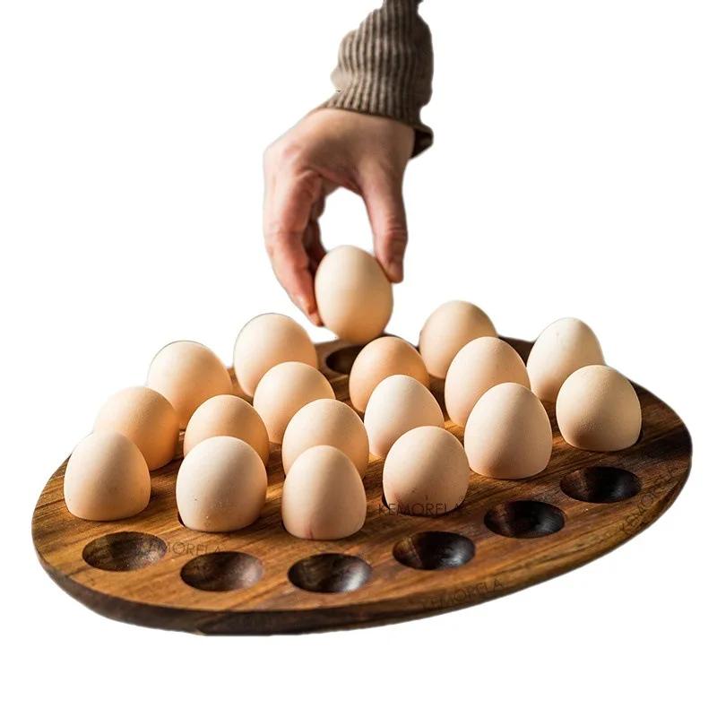 Wooden Egg Storage Box Eggs Tray Home Rack Multi-Compartment Holder Kitchen Cooking Refrigerator Keep Tools Fresh