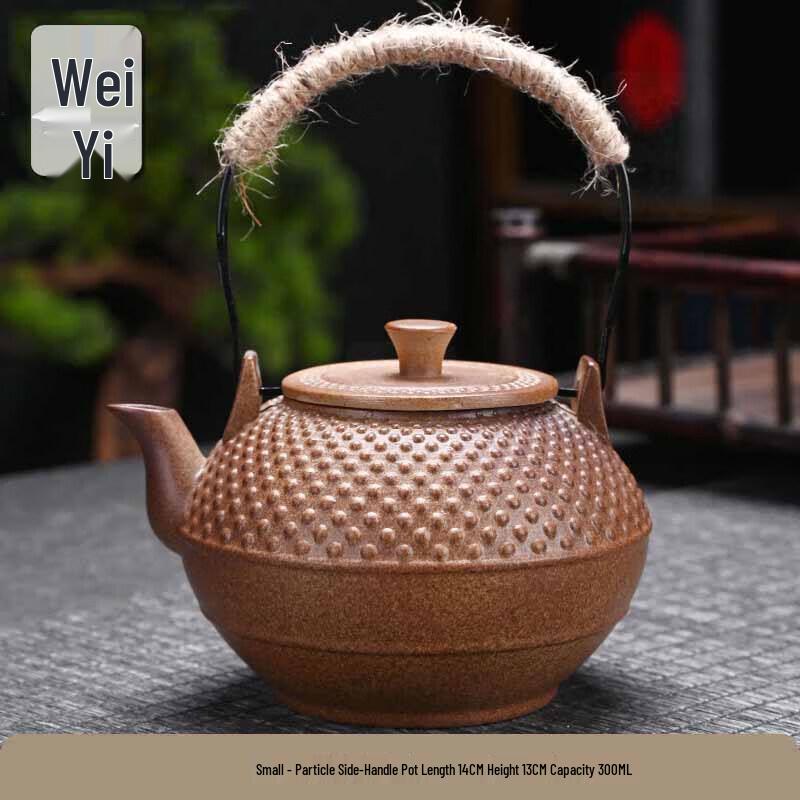 Coarse Ceramic Open-Flame Tea Kettle & Warmer Set