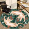 1pc Floral Cats Office Round Area Rug,  Mat Suitable For Office, Under Office Chairs Bedroom Living Room Home Decor, Room Deco