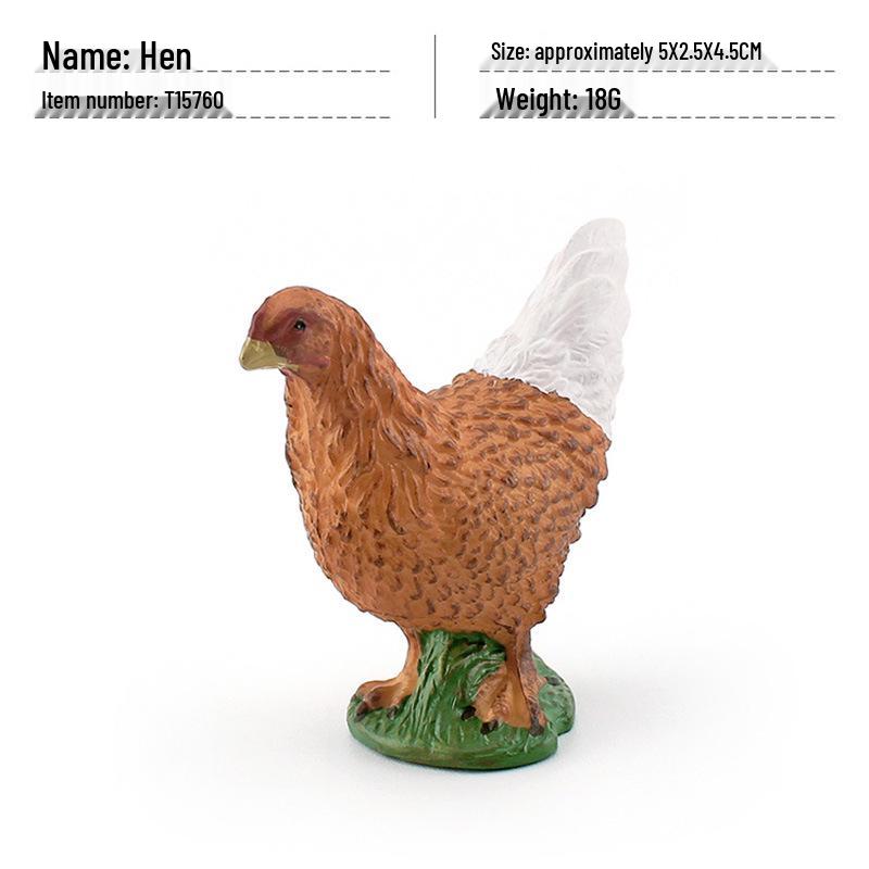 Cross-border Farmyard Decorative Chicken Figurines: Rooster, Hen, and Chicks Pecking in Courtyard with Woman, Rice, and Flower Bed