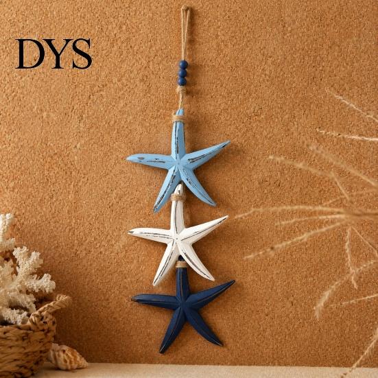Nautical Hanging Ornaments 1/2Pcs Bohemian Wooden Starfish Decoration, Handmade Fish Wall Ornament, Bedroom Rustic Wood Decor Coastal Art Pendant for