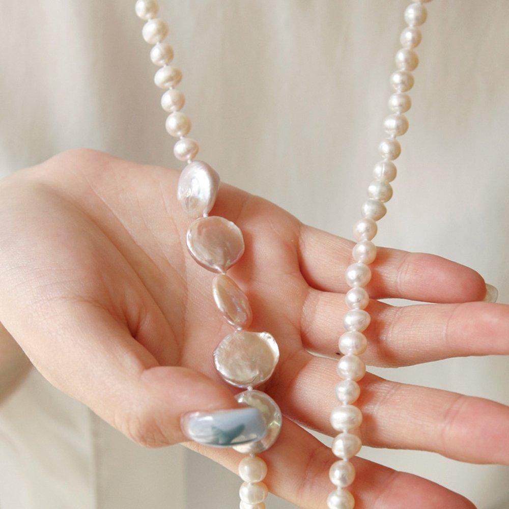 Bydaisy Freshwater Pearl Flat Pearl Long Pearl Necklace Bn0506