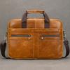 Pasta de Couro Masculina Moda Bolsa de Mão para Negócios Couro de Vaca Bolsa para Computador Bolsa de Ombro para o Dia a Dia