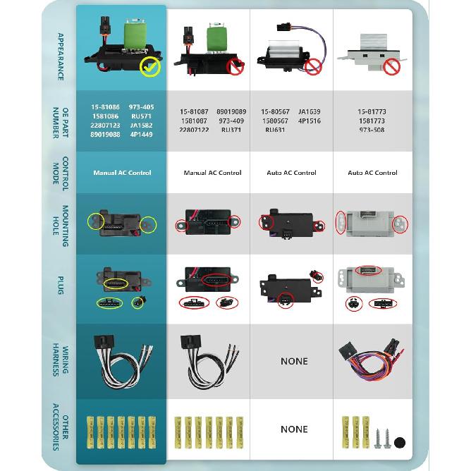 Marsflex Blower Motor Resistor 89019088 2003 2004 2005 2006 For Chevrolet Chevy Avalanche Silverado 1500 2500 Suburban Tahoe, For GMC Sierra Yukon,