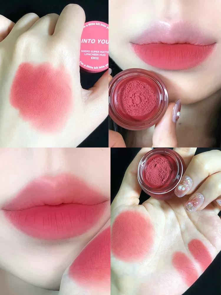 Into You Canned Lip Mud Matte Lip Gloss Lipstick Blush Lip and Cheek Multi-Use Cream Lip Color That Brightens and Lasts Long