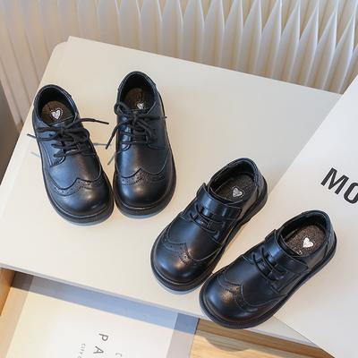 Fashion Classic Boys Small Leather Shoes British Style New Trend Soft Sole with Suit Performance Black Children's Shoes