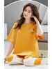 Women's Summer Pajama Set - Stretchy Short Sleeve Top & Long Pants with Built-in Bra Pads, Cotton-Like, Thin, Pullover, Outdoor-Friendly Loungewear