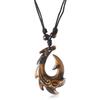 New Zealand Tribal Ethnic Style Resin Necklace Maori Fish Hook Imitation Bone Pendant Sweater Chain Scenic Travel Jewelry
