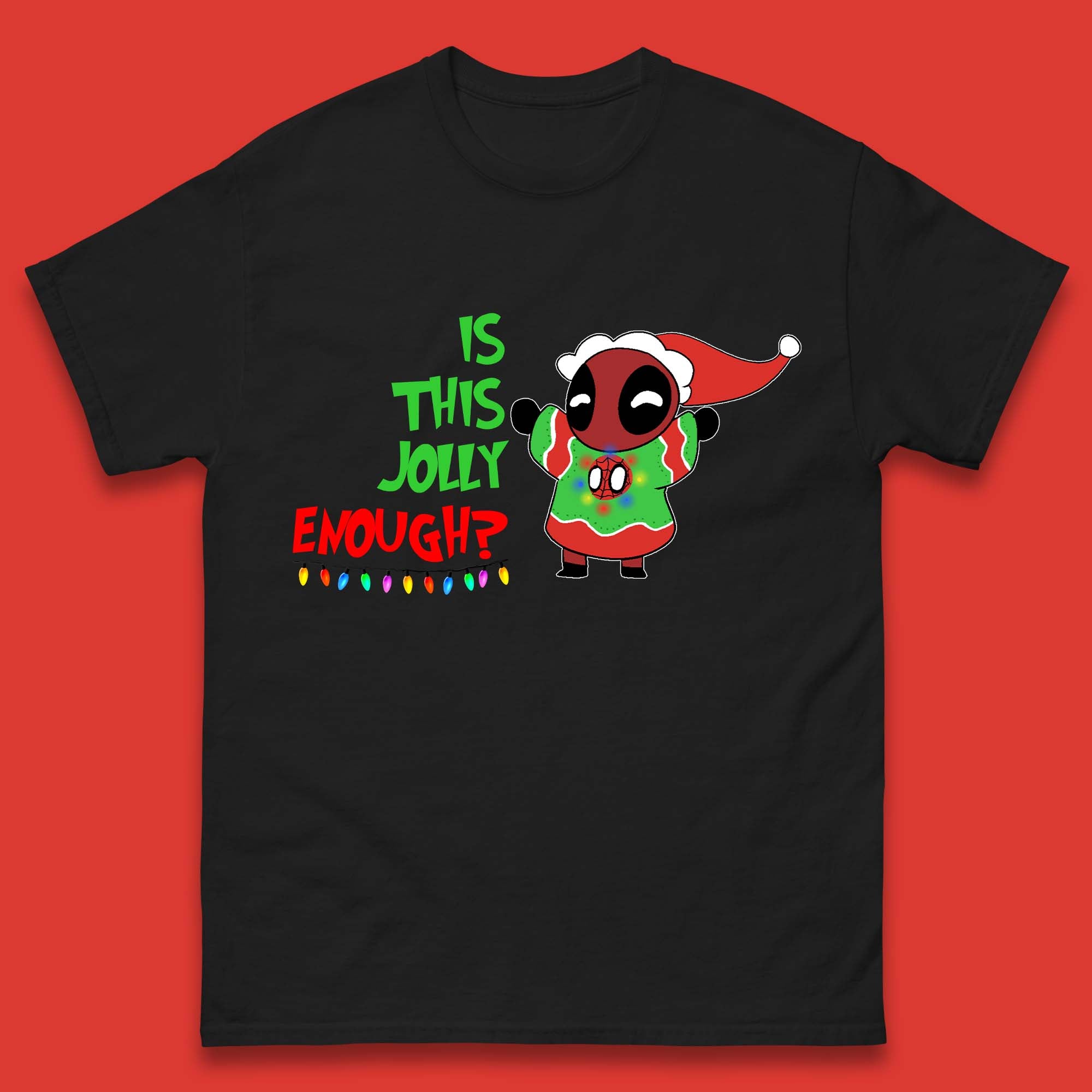 Jolly Enough Deadpool Christmas Mens T-Shirt Womens Tops Tees 2XL