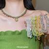 Crystal Beaded Woven Lace Necklace Light Luxury Niche Design Sense Collarbone Chain Exquisite Sweet High Sense Neck Chain Female