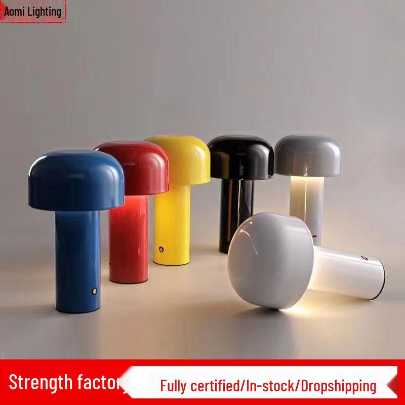 

Креативный грибной сенсорный светильник: Перезаряжаемый от USB, Декоративный металлический настольный светильник цвета макарон серый