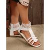 Plus Size 2025 Spring/Summer New Arrival Roman Bohemian-Style Woven Back Zipper Lace Flat Sandals